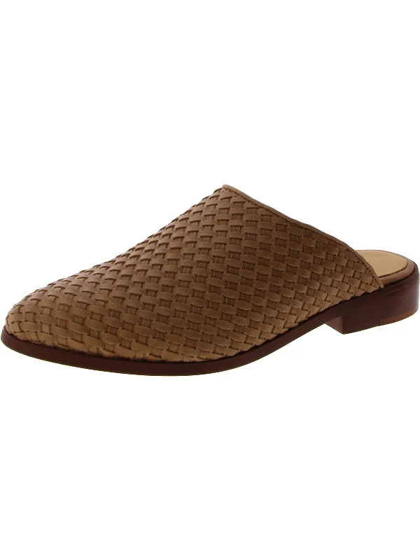 Ama Womens Leather Woven Mules