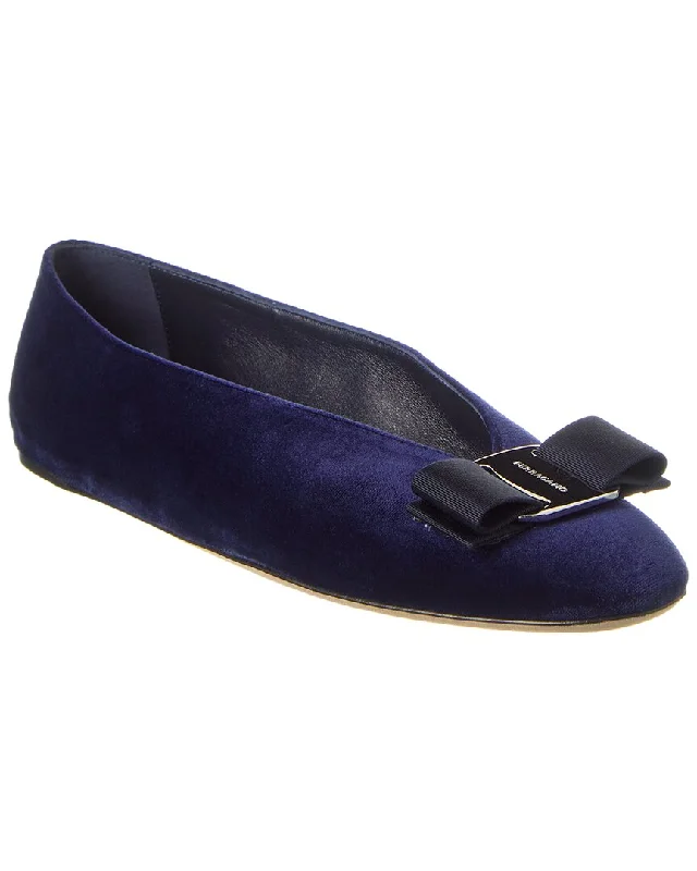 Ferragamo Vara Bow Velvet Flat