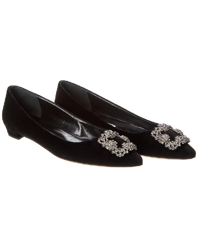 Manolo Blahnik Hangisi Velvet Flat (Authentic Pre-Owned)