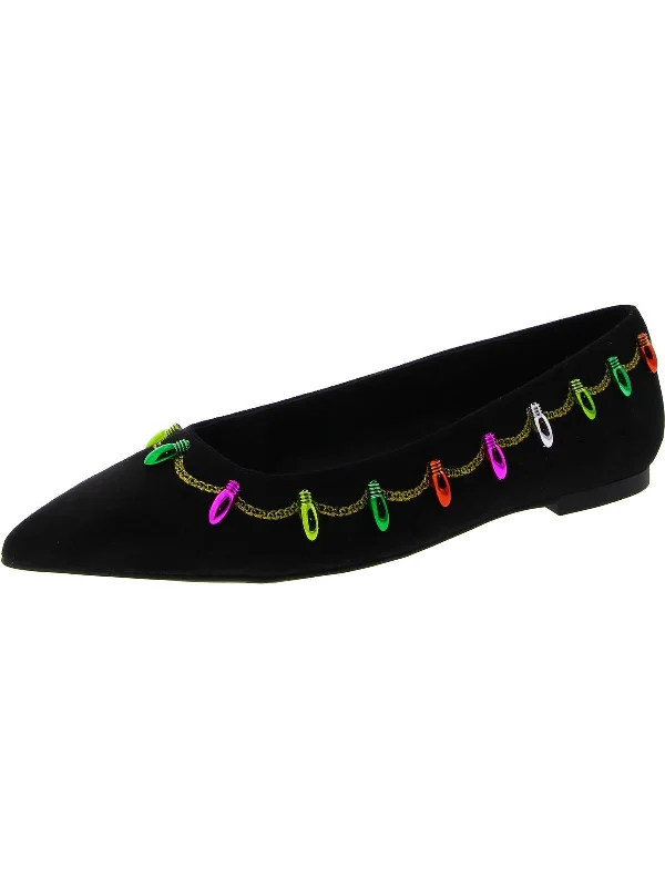 The Hollie Christmas Womens Embellished Holiday Ballet Flats