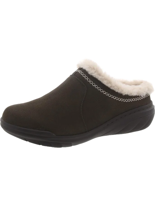 Wilma Womens Suede Faux Fur Mules