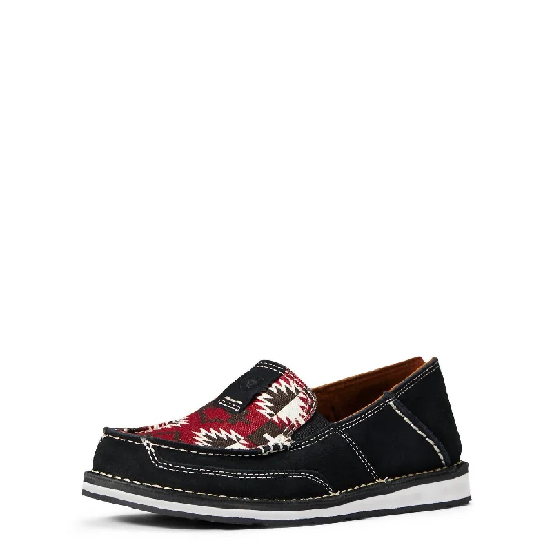 Women's Cruiser Slip On Shoes In Black & Red Aztec