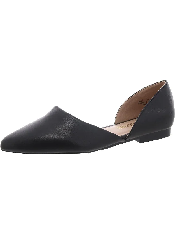 Womens Faux Leather D'Orsay Ballet Flats