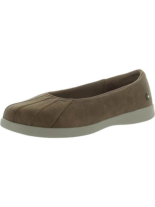 Womens Faux Leather Slip On Ballet Flats