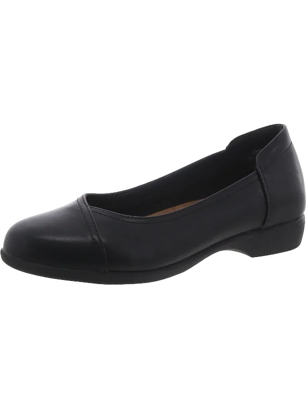 Womens Faux Leather Slip On Ballet Flats