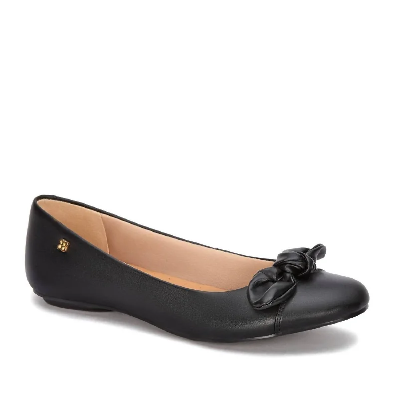 Women's Leather Comfort Ballerinas Shoes In Black