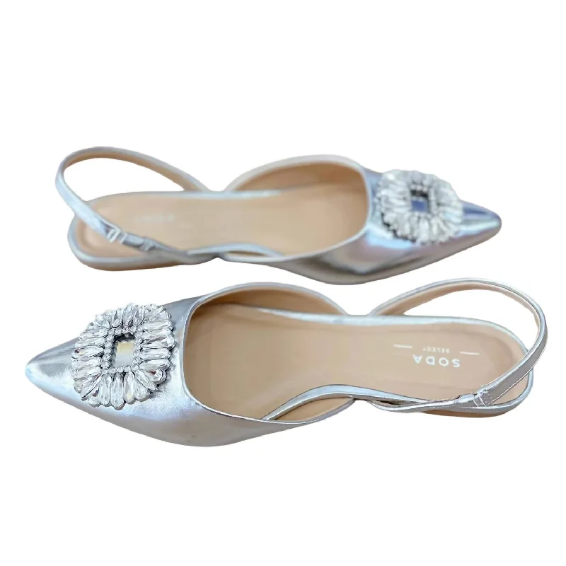 Women's Lydia Jeweled Flats Shoes In Silver