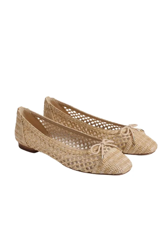 Women's May Raffia Flats In Dark Natural