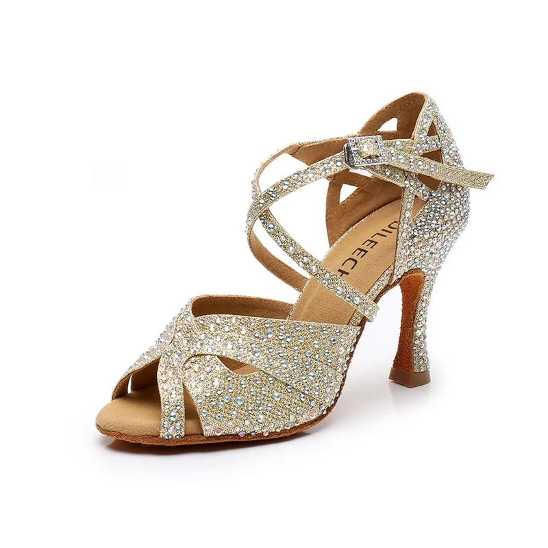 Women's Sparkling Glitter Customized Heel Ballroom Dance Shoes/Latin Dance Shoes