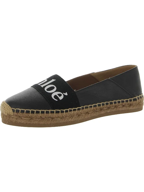 WOODY Womens Leather Flat Espadrilles