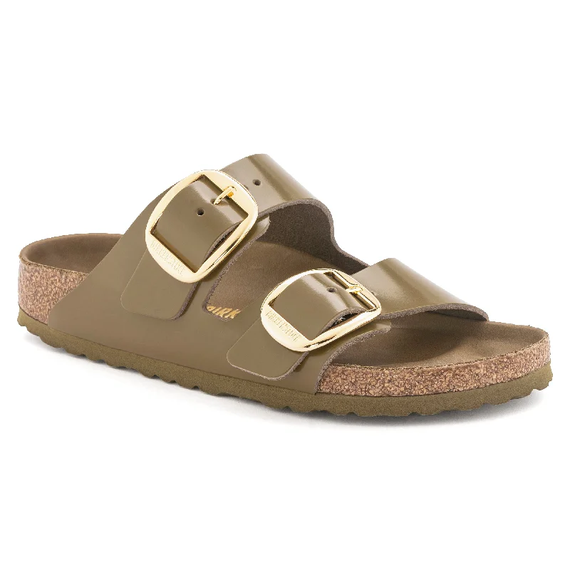 Birkenstock Arizona Big Buckle high shine mud green leather