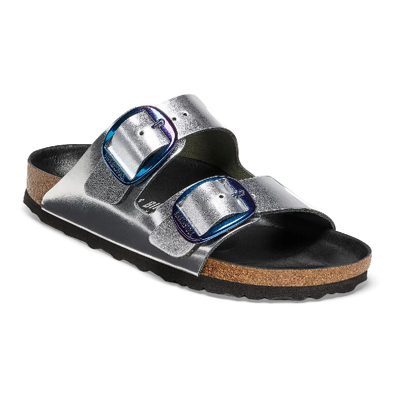 Birkenstock Arizona Big Buckle metallic silver leather