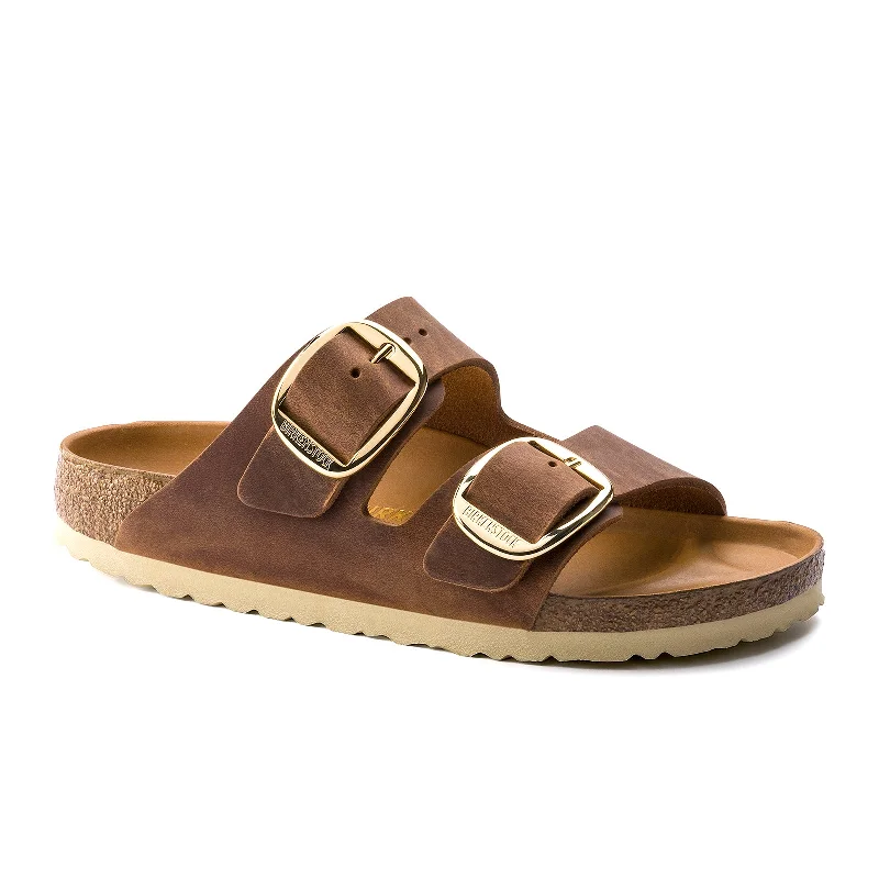 Birkenstock Arizona Big Buckle Narrow Slide Sandal (Women) - Cognac Oiled Leather