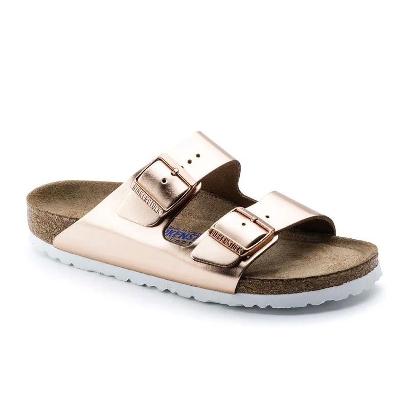 Birkenstock Arizona Soft Footbed Narrow Slide Sandal (Women) - Metallic Copper