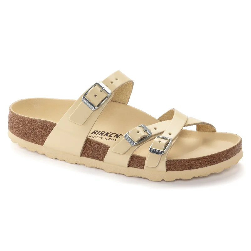 Birkenstock Franca Hex butter high shine leather