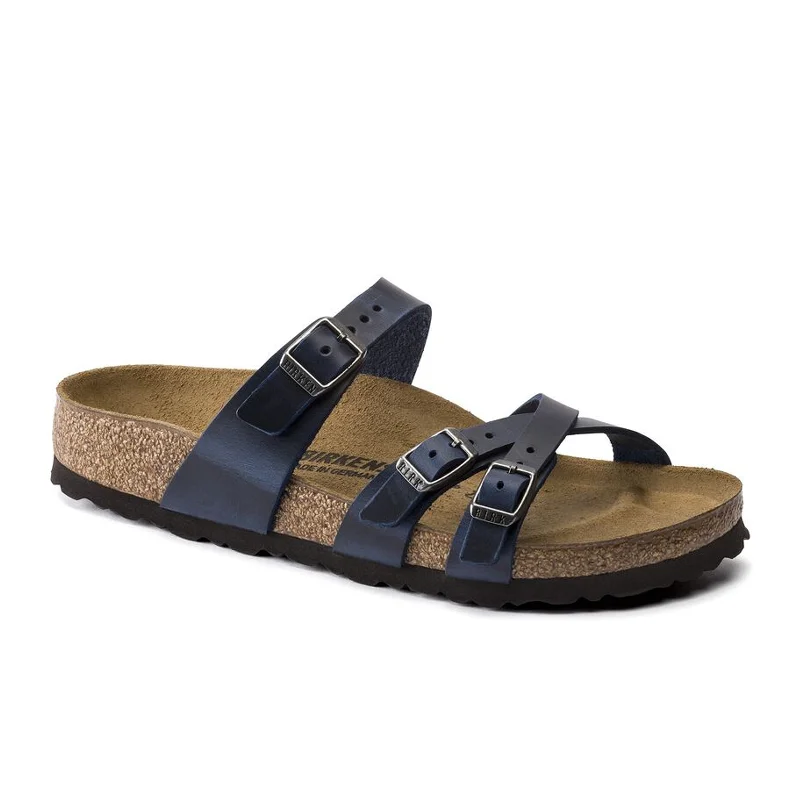 Birkenstock Franca Slide Sandal (Women) - Blue Oiled Leather