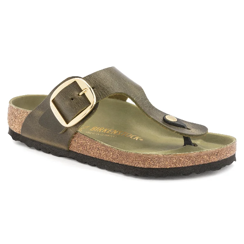 Birkenstock Gizeh Big Buckle green olive oiled leather