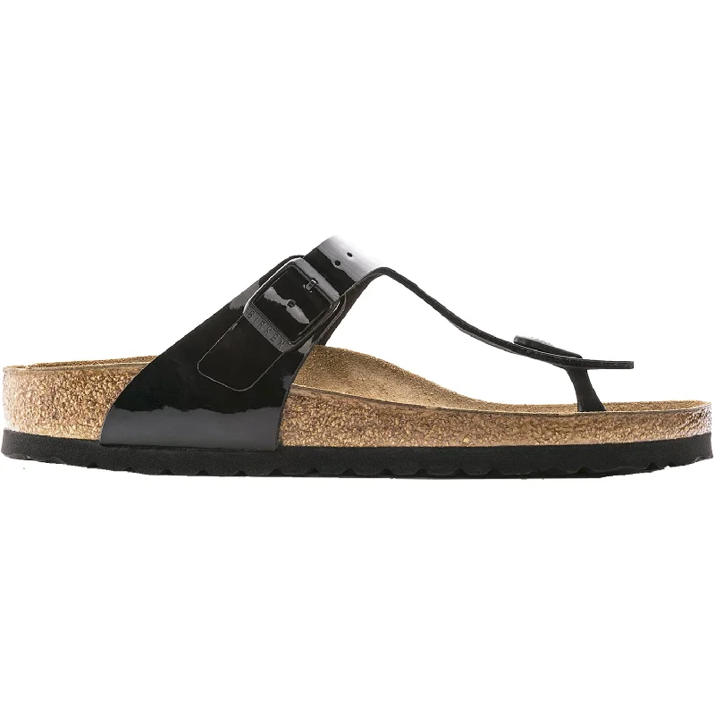 Women's Birkenstock Gizeh Black Patent Birko-Flor