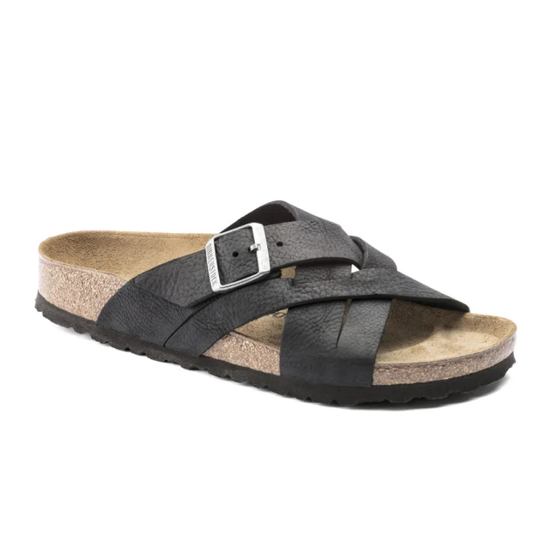 Birkenstock Lugano Slide Sandal (Unisex) - Camberra Black Oiled Leather