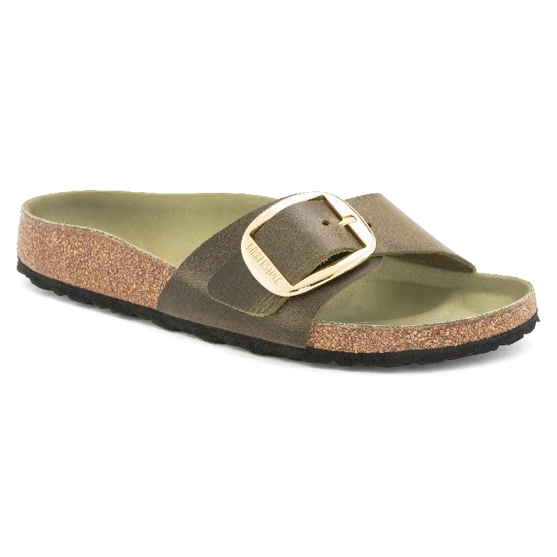 Birkenstock Madrid Big Buckle green olive oiled leather