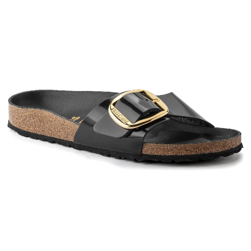 Birkenstock Madrid Big Buckle high shine black leather