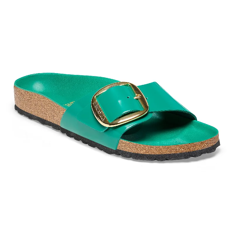 Birkenstock Madrid Big Buckle high shine digital green leather