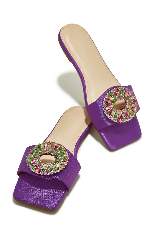 Dolce Summer Embellished Slip On Sandals - Purple