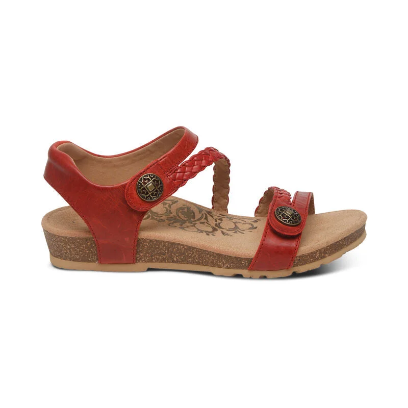 WOMEN'S AETREX JILLIAN BRAIDED QUARTER STRAP SANDAL | RED