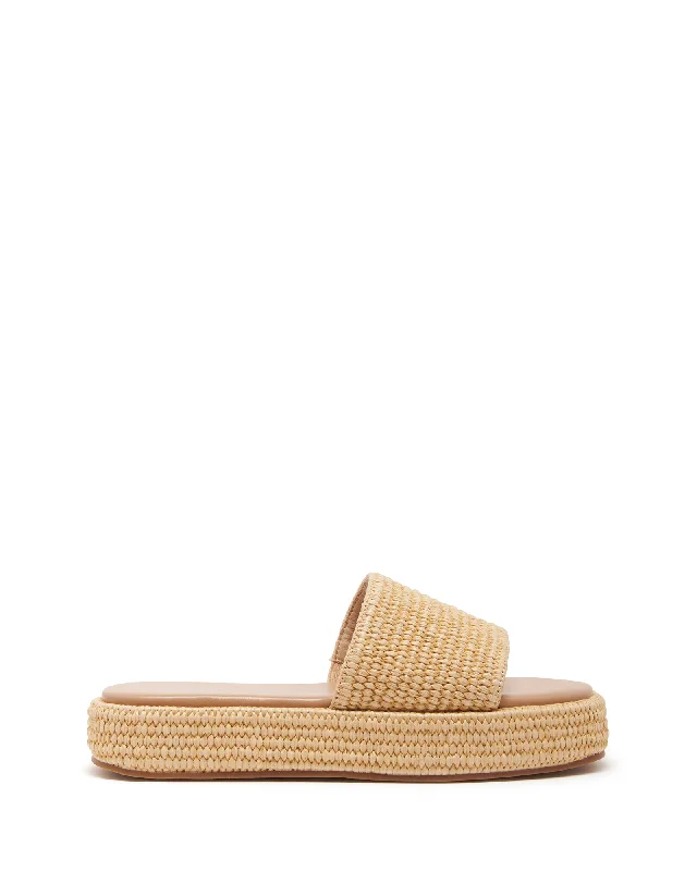 Retro Flatform Sandal Natural Raffia