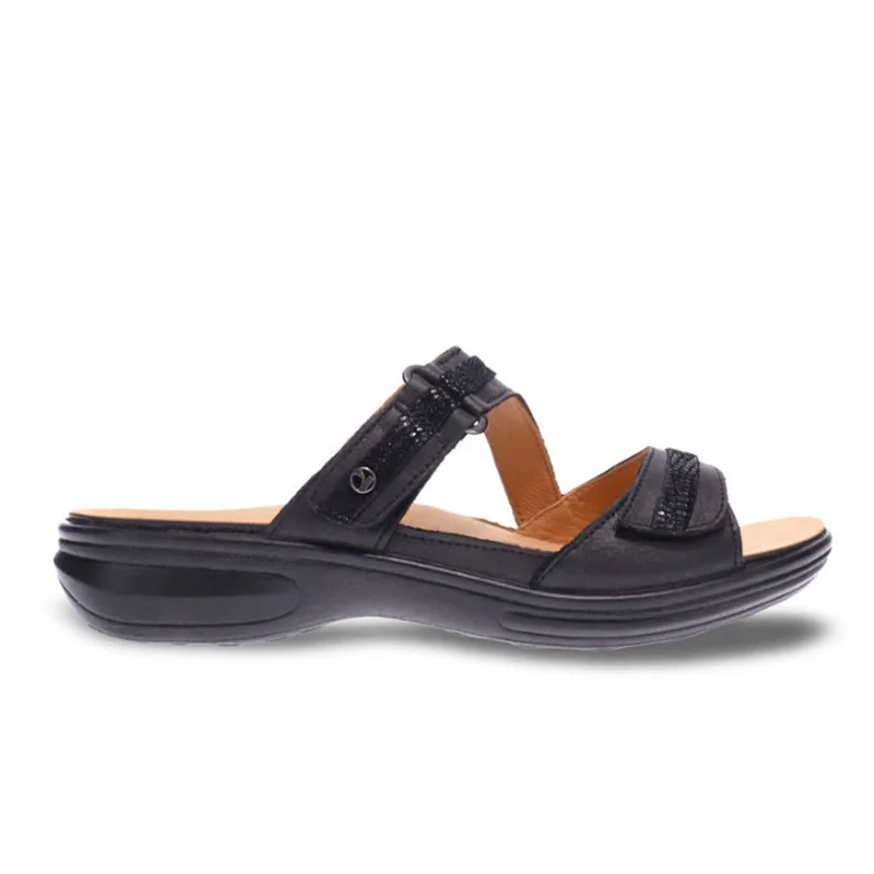 Revere Rio Slide Sandal (Women) - Onyx/Black Lizard