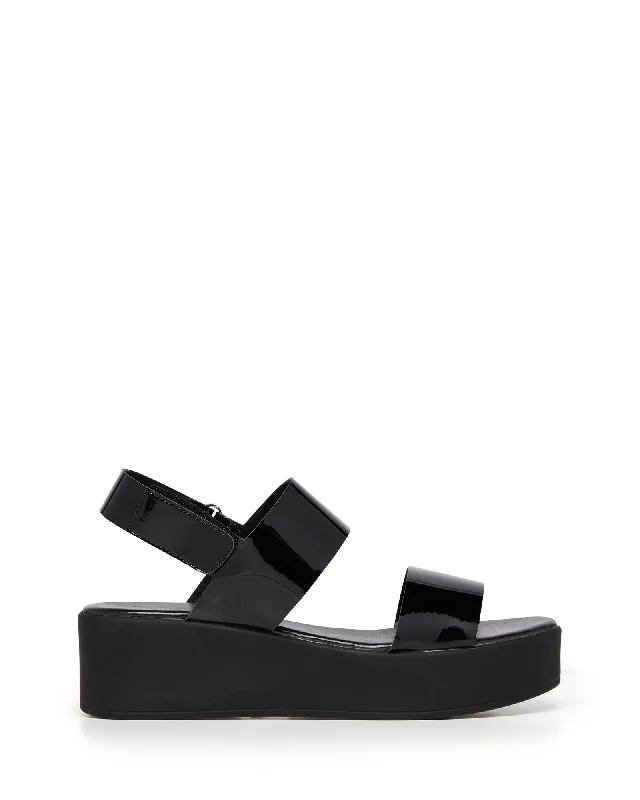 Roddick Platform Sandal Black Patent