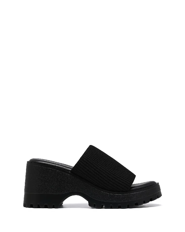 Romy Platform Sandal Black Knit