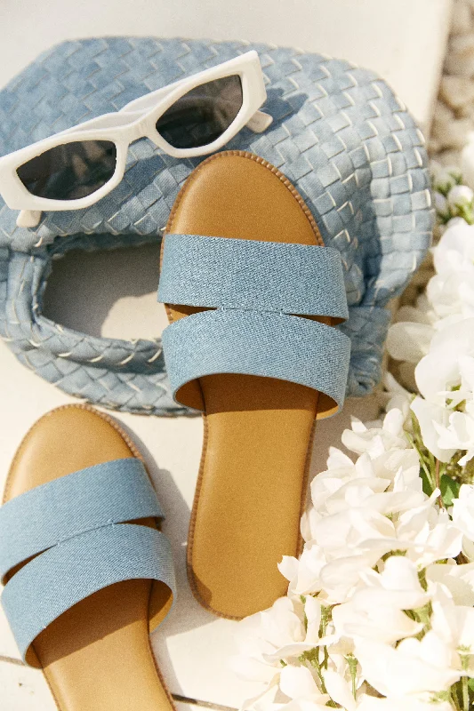 Sunny Season Slip On Sandals - Denim