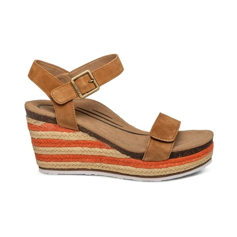 WOMEN'S AETREX SYDNEY QUARTER STRAP ESPADRILLE WEDGE | COGNAC