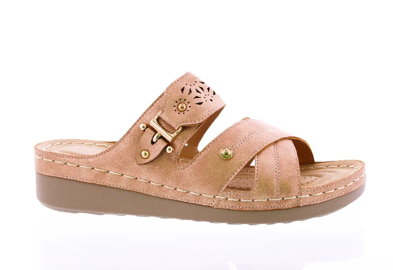 Women Slip on Sandal with Laser Cut Designs