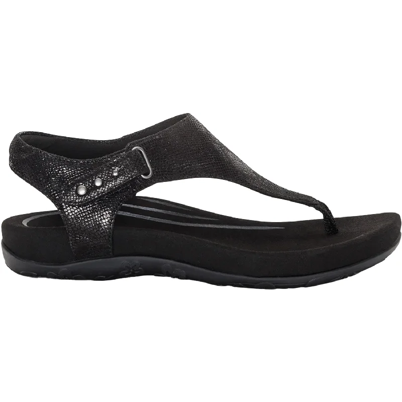 Women's Aetrex Ellie Black Textured Synthetic