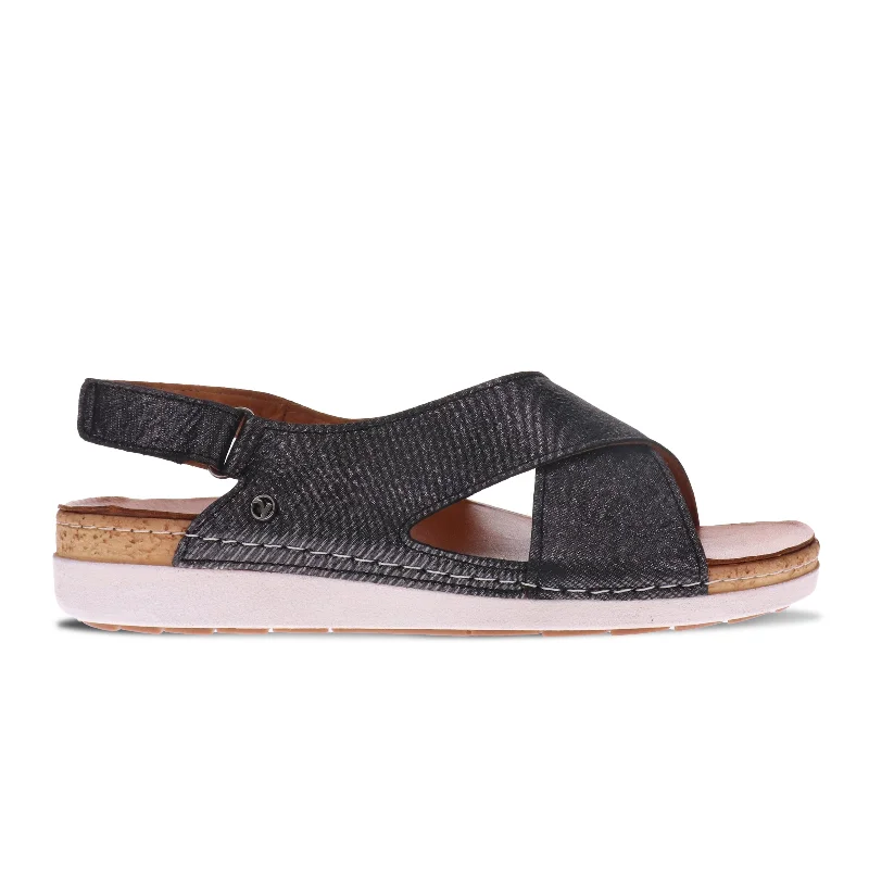 WOMEN'S REVERE COTTESLOE SANDAL | BLACK LINEN