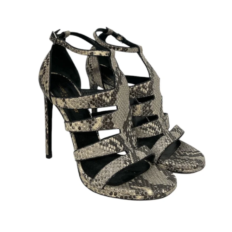 SAINT LAURENT/Heels/EU 38.5/All Over Print/Cotton/MLT/SNAKESKIN HEEL