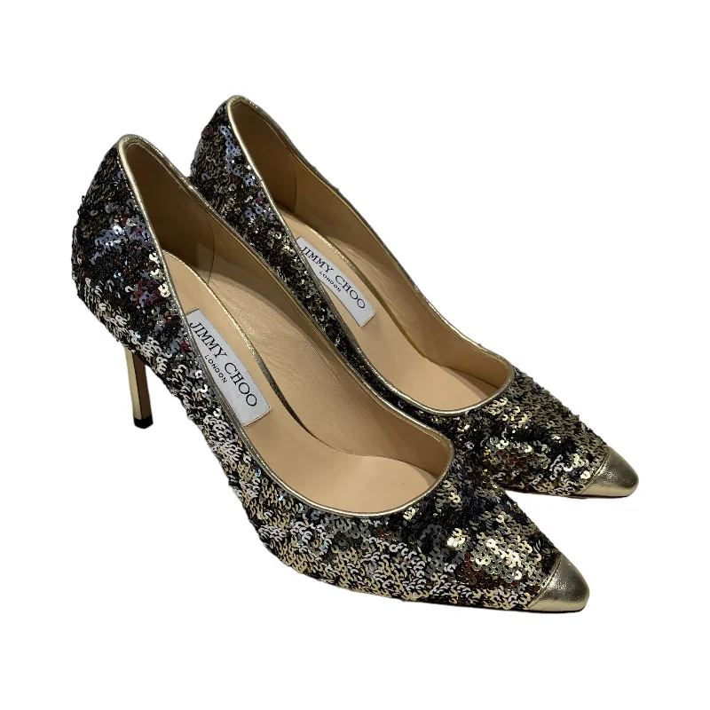 JIMMY CHOO/Heels/EU 39/All Over Print/GLD/sequin pumps