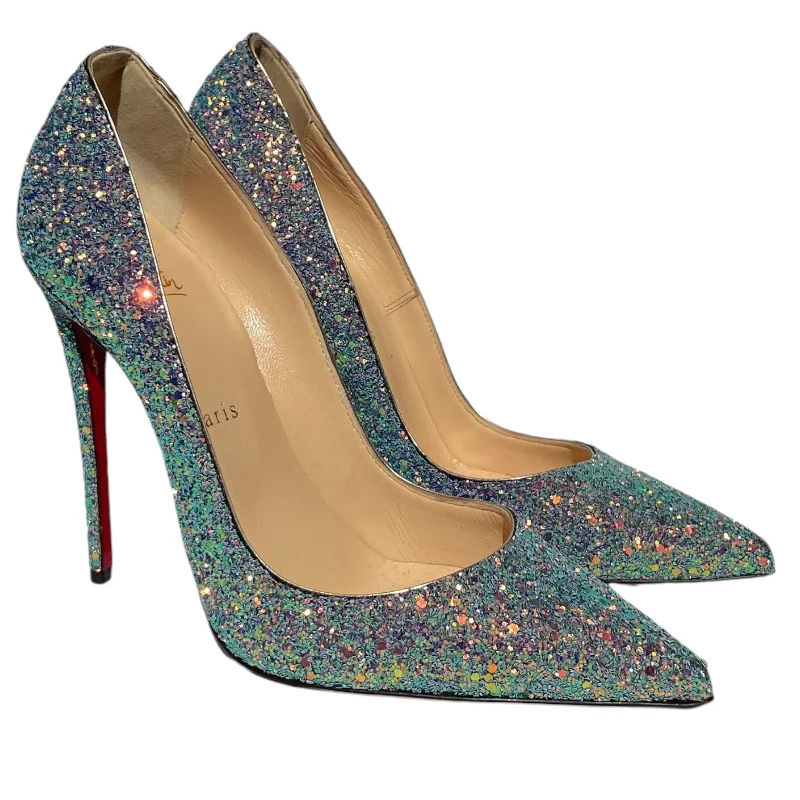 Christian Louboutin/Heels/US 7.5/Leather/SLV/LOUBOUTIN SILVER PVC HEELS