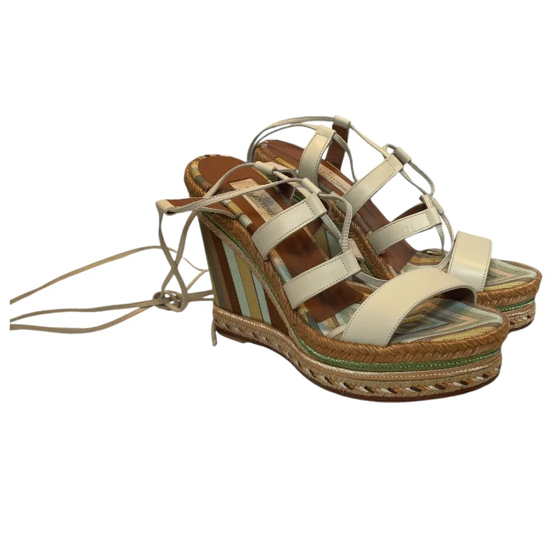 VALENTINO/Heels/Stripe/MLT/GREEN YELLOW BLUE BROWN WEDGE