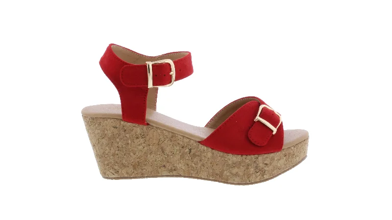 Women Microfiber Platform Sandal with Buckle Closure