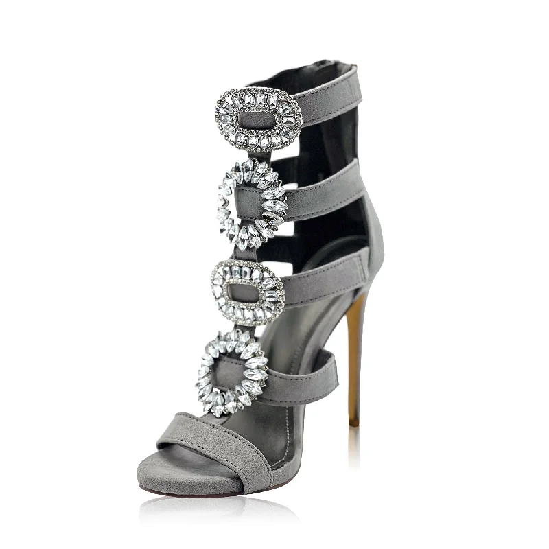 Party Ready- Grey Heel With Bling Accent