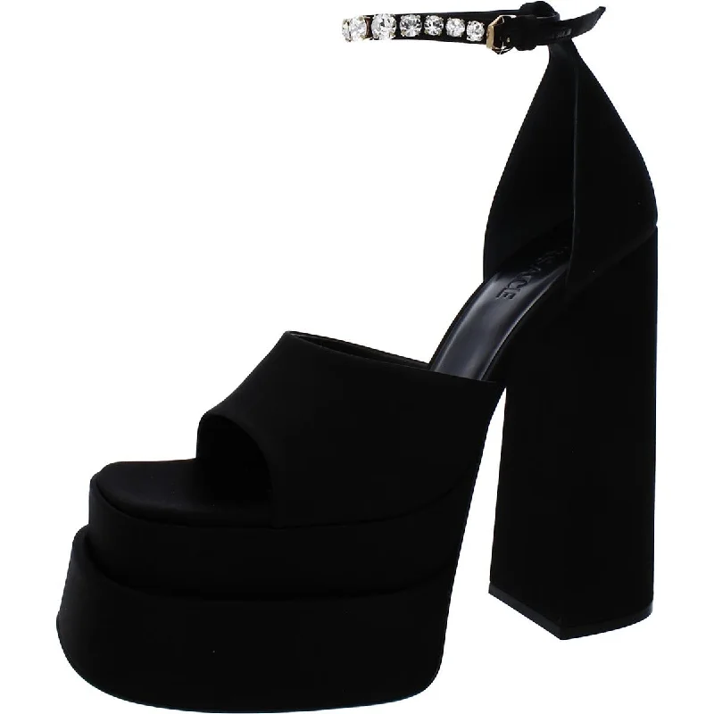 Womens Satin Ankle Strap Heels