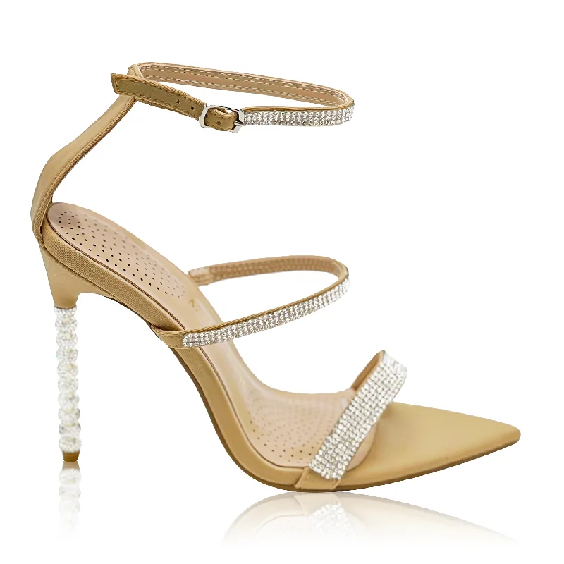 Stepping lightly - Tan  Heel with Bling Accents