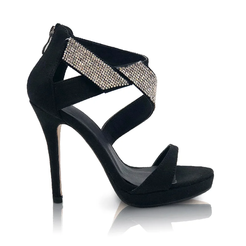 Diamonds Will Do - Side Bling Black Heels