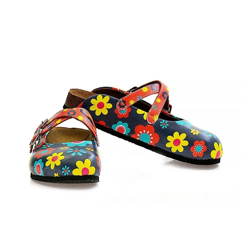 Blue Floral Cross-Strap Clogs WCAL129