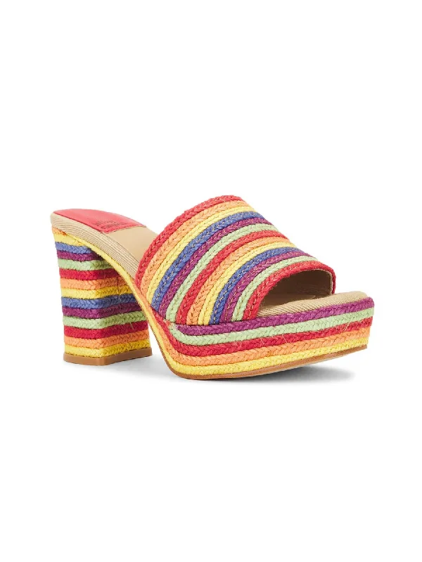 Cabana Hot Platform Mule In Colorful Jute