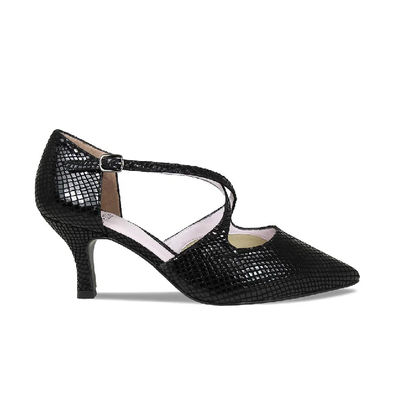 Cecilia: Black Snake Print Leather