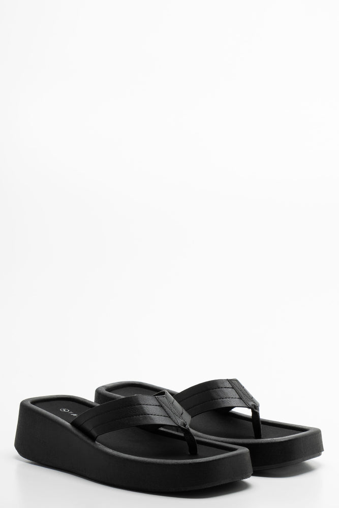 Flat Form Thong Sandal Black